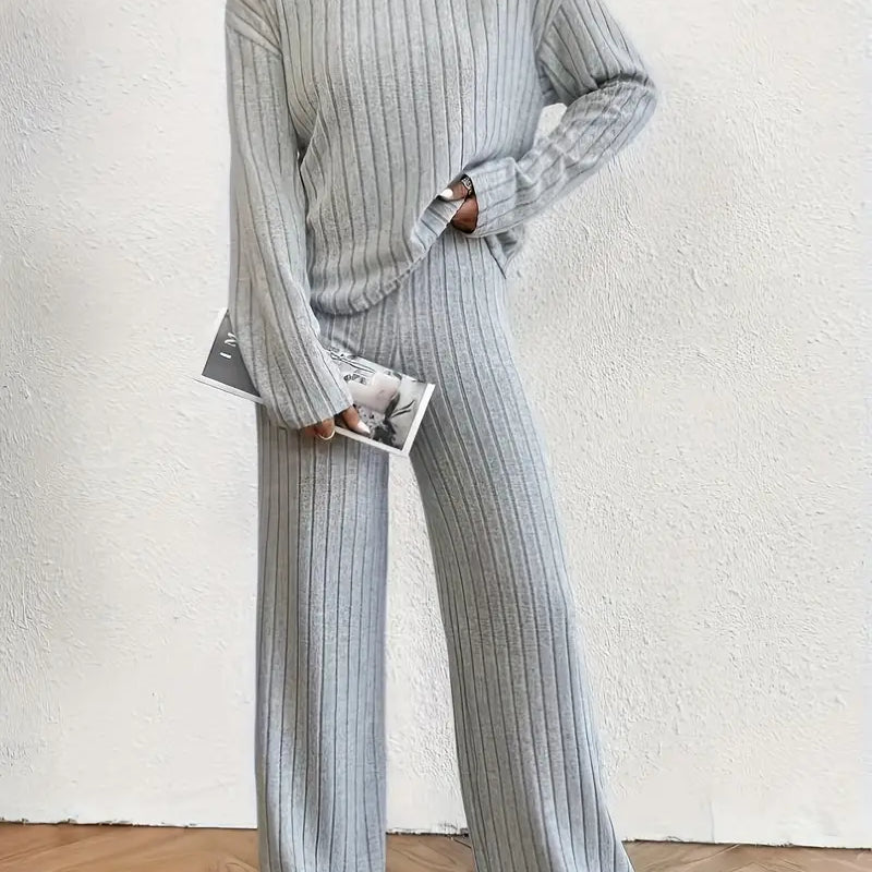 Tahlia | Trendy Plain Ribbed Two-piece Set (bestseller)