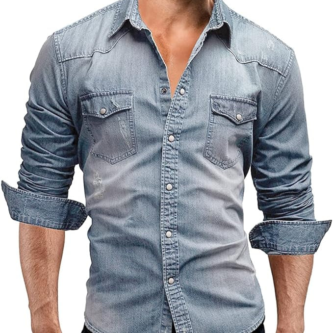 Samuell | Long Sleeve Stretch Jeans Shirt