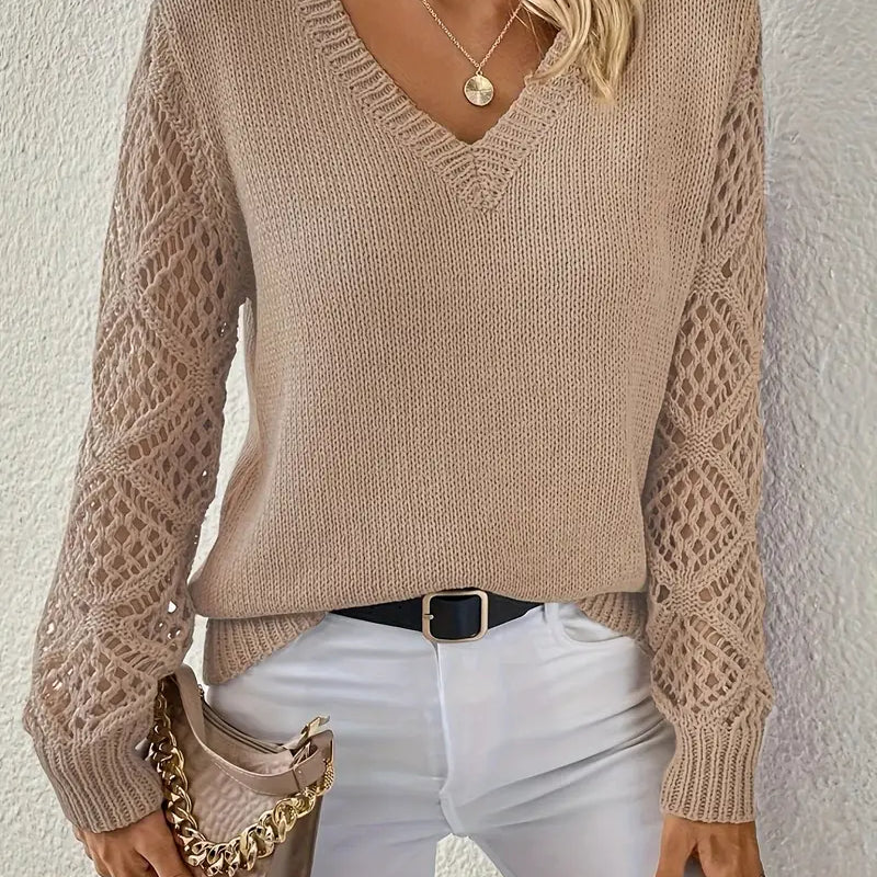 Claire | Solid Elegant Sweater with V Neck